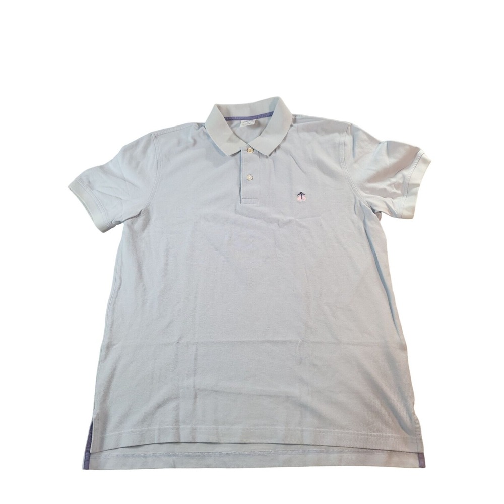Brooks Brothers Mens Polo Shirt XL Slim Fit Powder Blue Short Sleeve Preppy Tops